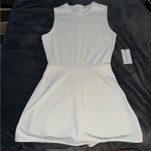 WeWoreWhat White Pleated Mock Neck Mini Dress